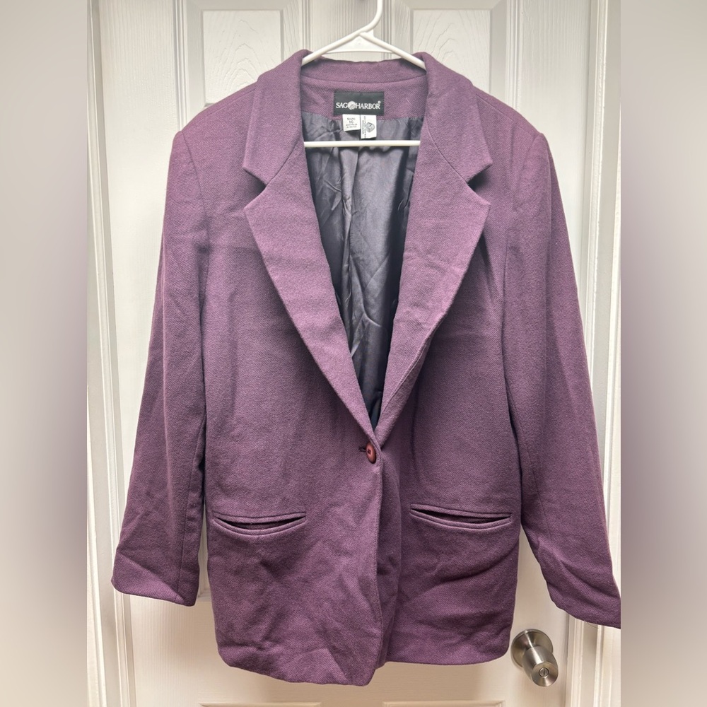 Sag Harbor Women’s Wool Blazer Coat – Size 16 – Plum Purple